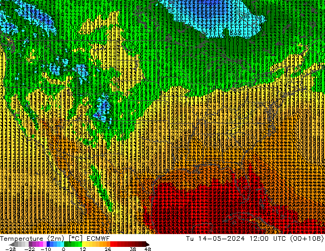 Temperatura (2m) ECMWF Ter 14.05.2024 12 UTC