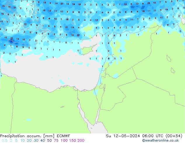 Precipitation accum. ECMWF  12.05.2024 06 UTC