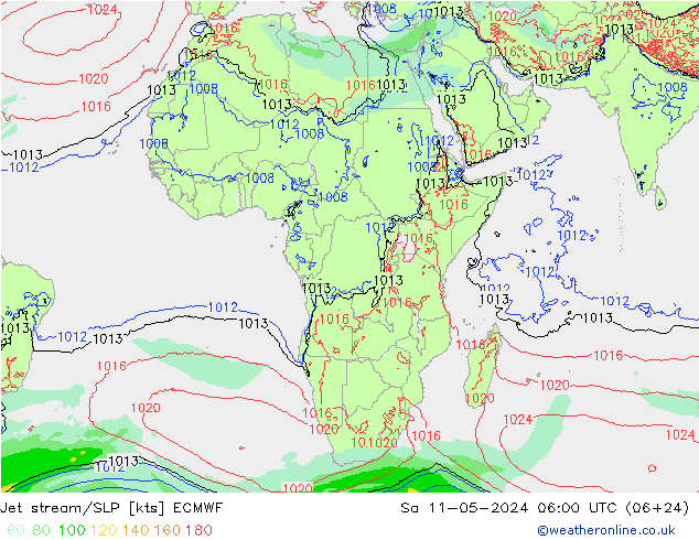 Corriente en chorro ECMWF sáb 11.05.2024 06 UTC