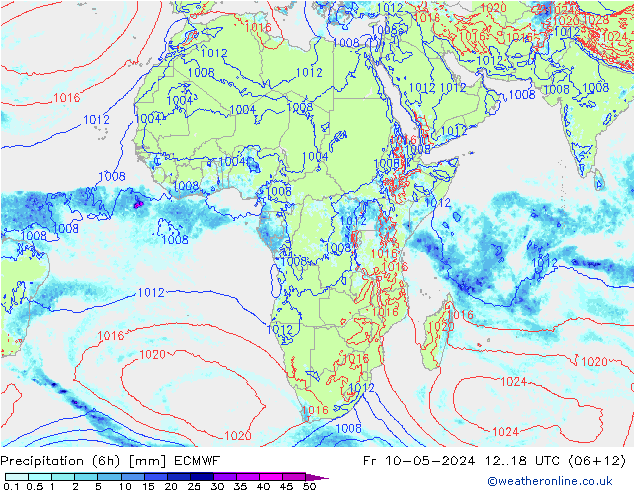 Z500/Rain (+SLP)/Z850 ECMWF ven 10.05.2024 18 UTC