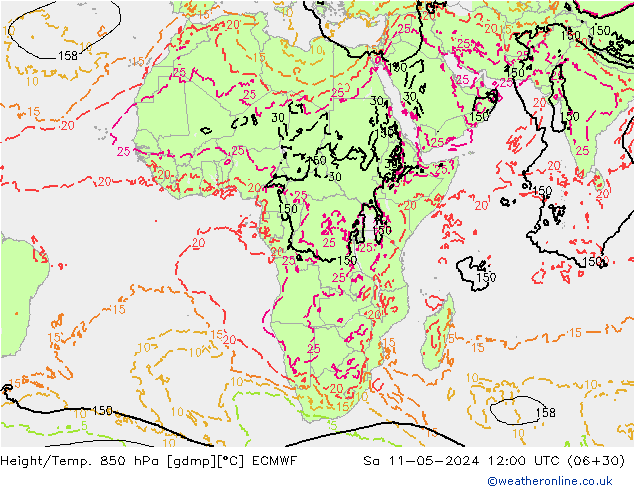 Z500/Rain (+SLP)/Z850 ECMWF Sáb 11.05.2024 12 UTC
