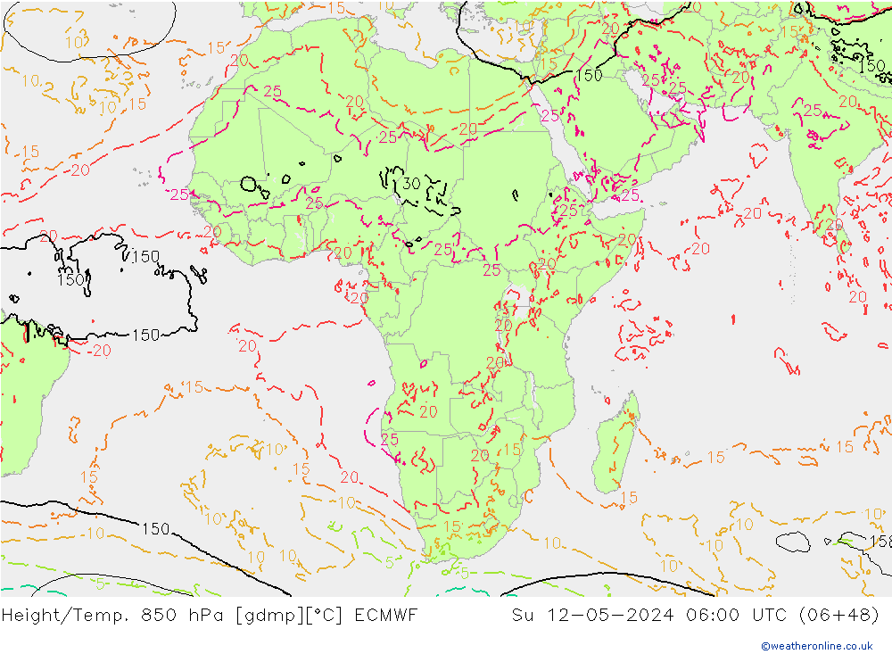 Z500/Rain (+SLP)/Z850 ECMWF Ne 12.05.2024 06 UTC