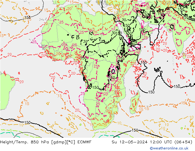 Z500/Rain (+SLP)/Z850 ECMWF Dom 12.05.2024 12 UTC