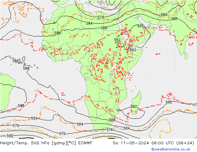 Z500/Rain (+SLP)/Z850 ECMWF сб 11.05.2024 06 UTC