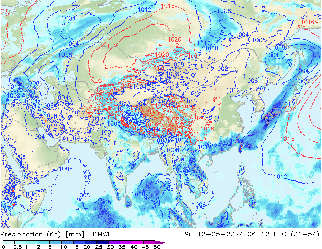 Z500/Rain (+SLP)/Z850 ECMWF nie. 12.05.2024 12 UTC