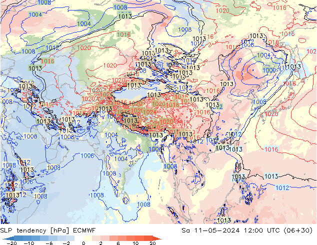 Tendencia de presión ECMWF sáb 11.05.2024 12 UTC