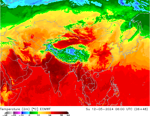 Temperature (2m) ECMWF Su 12.05.2024 06 UTC