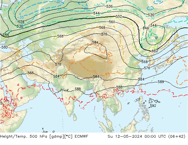 Yükseklik/Sıc. 500 hPa ECMWF Paz 12.05.2024 00 UTC