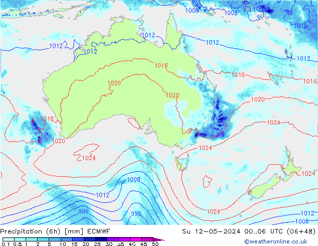 Z500/Regen(+SLP)/Z850 ECMWF zo 12.05.2024 06 UTC