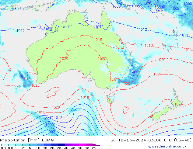 Niederschlag ECMWF So 12.05.2024 06 UTC