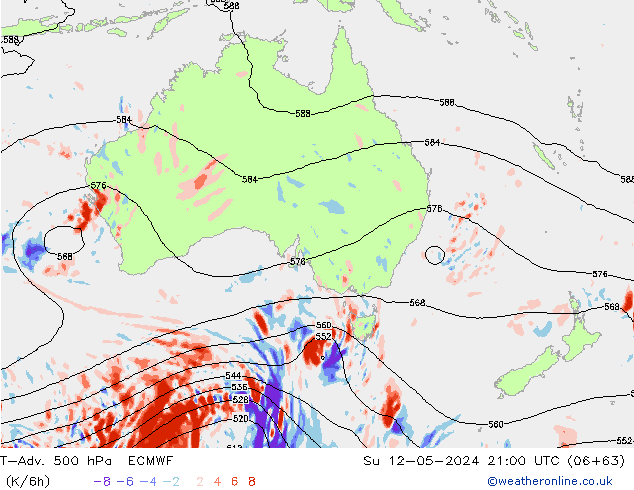 T-Adv. 500 hPa ECMWF Su 12.05.2024 21 UTC