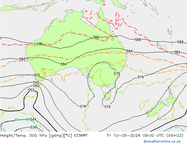 Hoogte/Temp. 500 hPa ECMWF vr 10.05.2024 09 UTC