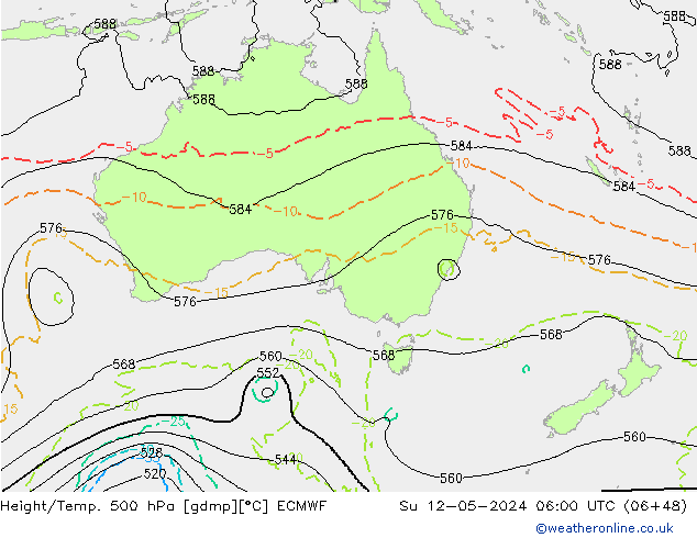 Z500/Regen(+SLP)/Z850 ECMWF zo 12.05.2024 06 UTC