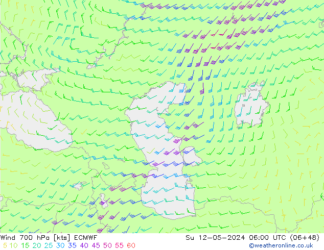 Wind 700 hPa ECMWF So 12.05.2024 06 UTC