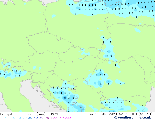 Precipitation accum. ECMWF  11.05.2024 03 UTC