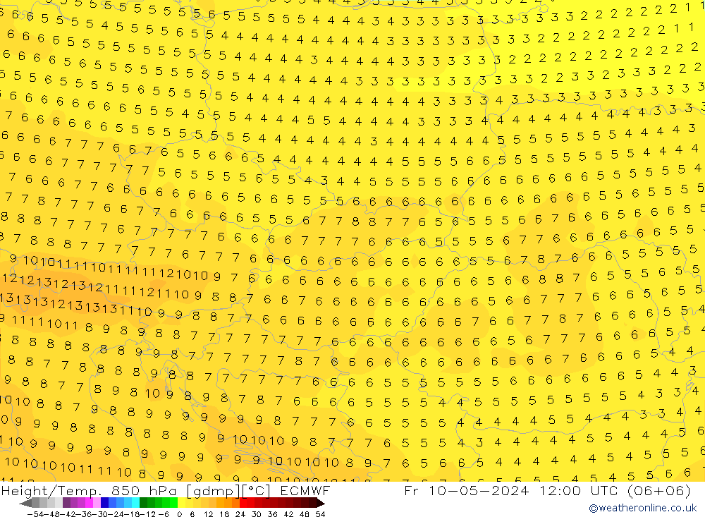 Z500/Rain (+SLP)/Z850 ECMWF Fr 10.05.2024 12 UTC