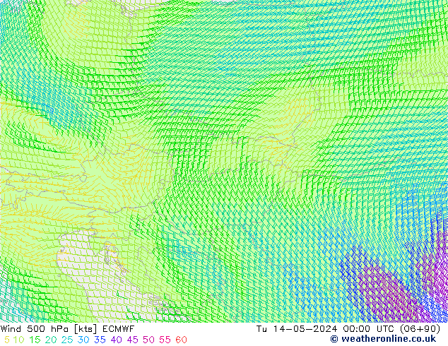 ветер 500 гПа ECMWF вт 14.05.2024 00 UTC