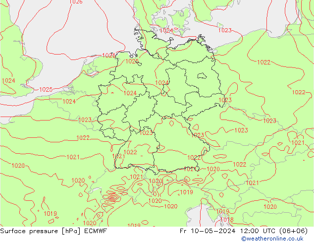 Yer basıncı ECMWF Cu 10.05.2024 12 UTC