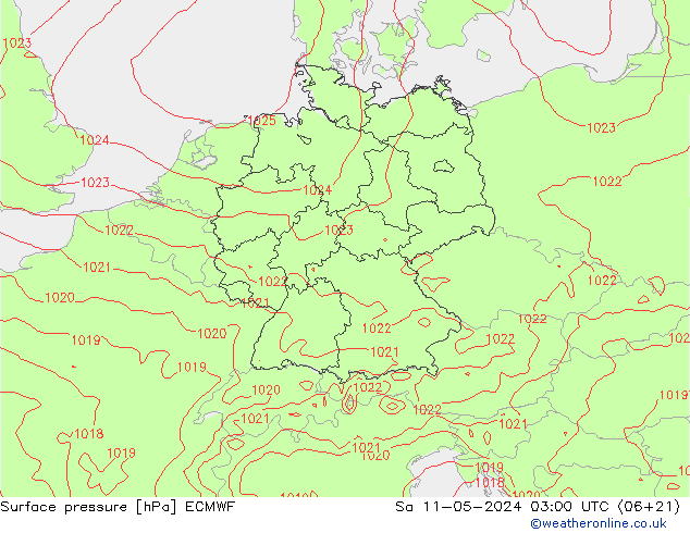 地面气压 ECMWF 星期六 11.05.2024 03 UTC