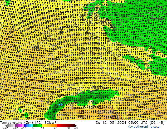карта температуры ECMWF Вс 12.05.2024 06 UTC
