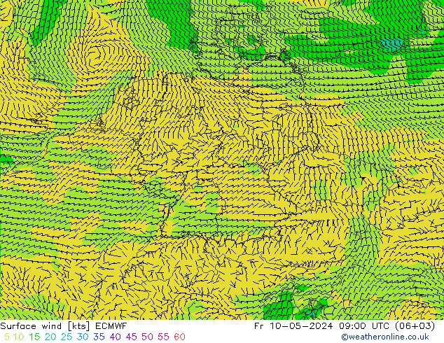 风 10 米 ECMWF 星期五 10.05.2024 09 UTC