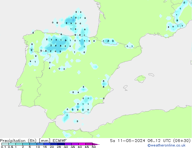 Z500/Rain (+SLP)/Z850 ECMWF sab 11.05.2024 12 UTC