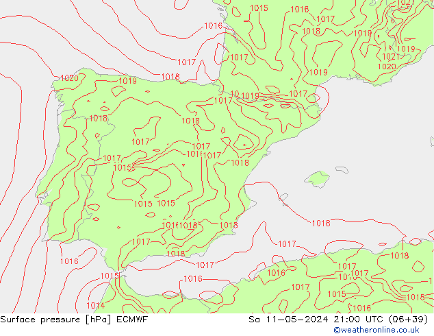 pression de l'air ECMWF sam 11.05.2024 21 UTC