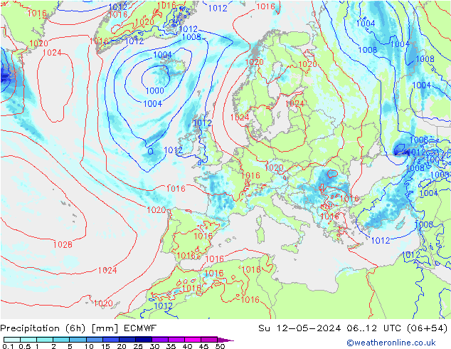 Z500/Rain (+SLP)/Z850 ECMWF Su 12.05.2024 12 UTC