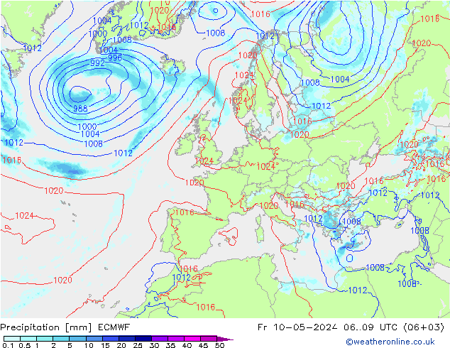 Precipitazione ECMWF ven 10.05.2024 09 UTC