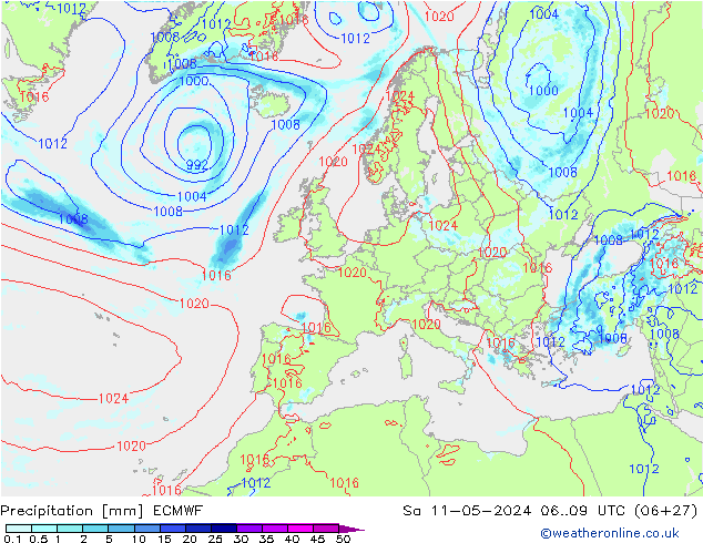 Precipitation ECMWF Sa 11.05.2024 09 UTC