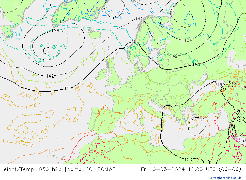 Z500/Rain (+SLP)/Z850 ECMWF 星期五 10.05.2024 12 UTC