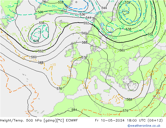 Z500/Rain (+SLP)/Z850 ECMWF pt. 10.05.2024 18 UTC
