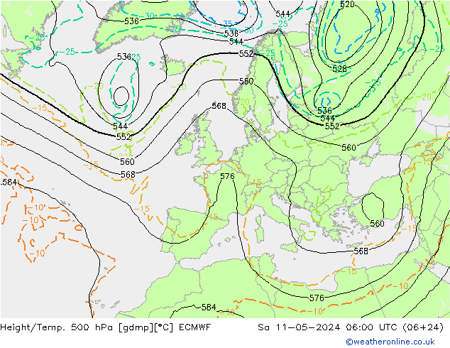 Z500/Rain (+SLP)/Z850 ECMWF sam 11.05.2024 06 UTC