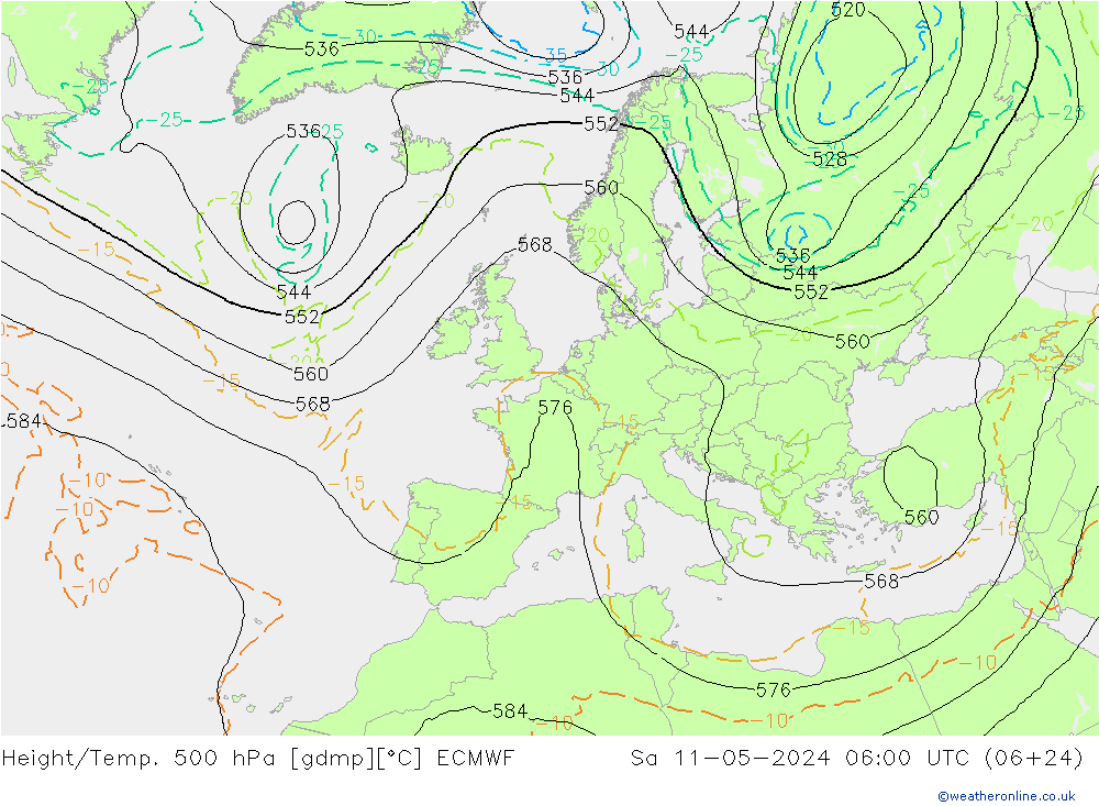 Z500/Regen(+SLP)/Z850 ECMWF za 11.05.2024 06 UTC