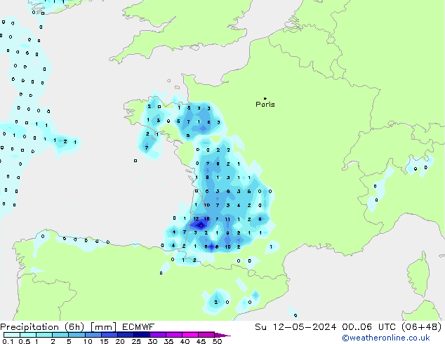 Z500/Rain (+SLP)/Z850 ECMWF So 12.05.2024 06 UTC