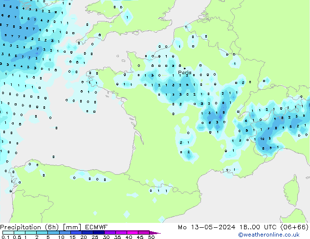 Z500/Rain (+SLP)/Z850 ECMWF Po 13.05.2024 00 UTC