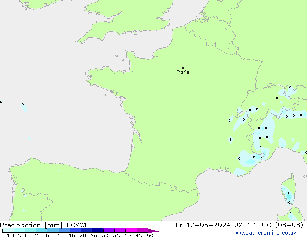 Niederschlag ECMWF Fr 10.05.2024 12 UTC