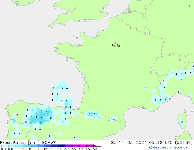 Precipitation ECMWF Sa 11.05.2024 12 UTC