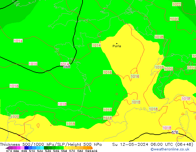 Thck 500-1000hPa ECMWF dim 12.05.2024 06 UTC