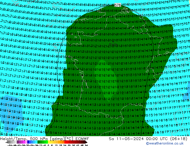 Z500/Rain (+SLP)/Z850 ECMWF  11.05.2024 00 UTC