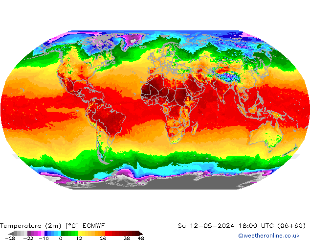 Temperature (2m) ECMWF Su 12.05.2024 18 UTC
