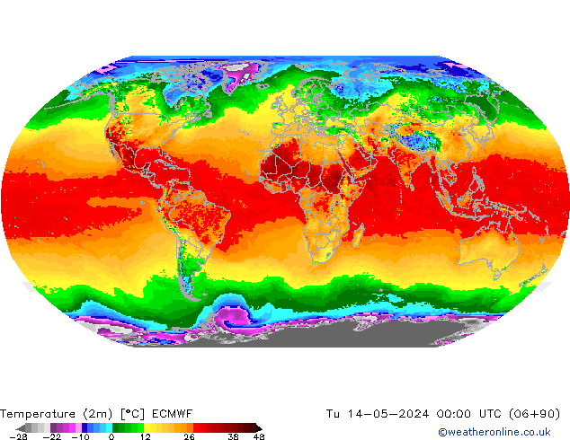 карта температуры ECMWF вт 14.05.2024 00 UTC