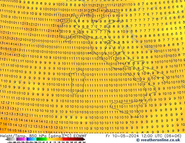 Z500/Rain (+SLP)/Z850 ECMWF pt. 10.05.2024 12 UTC