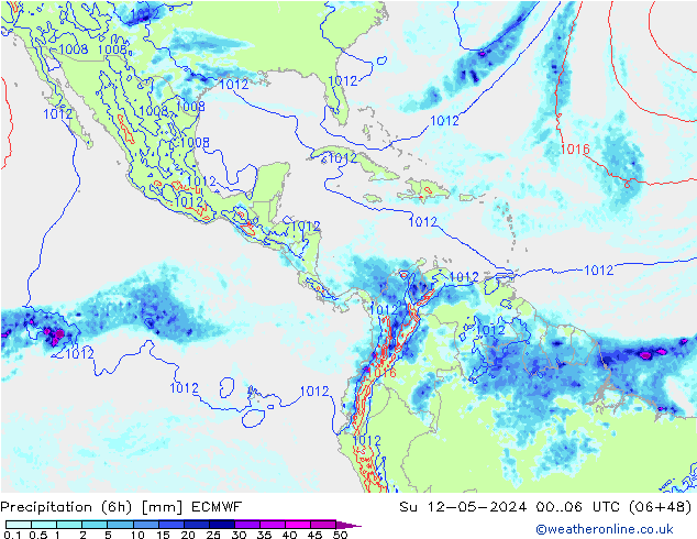 Z500/Rain (+SLP)/Z850 ECMWF Вс 12.05.2024 06 UTC