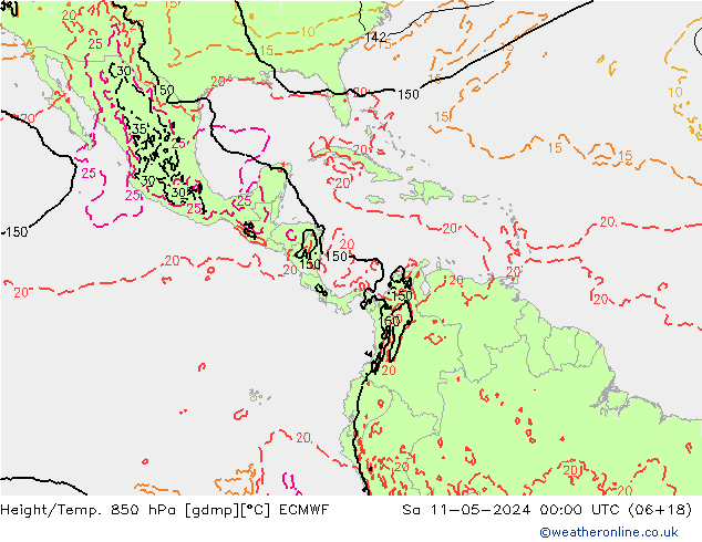 Z500/Rain (+SLP)/Z850 ECMWF Sa 11.05.2024 00 UTC