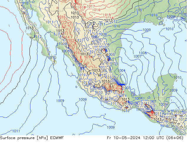 Presión superficial ECMWF vie 10.05.2024 12 UTC