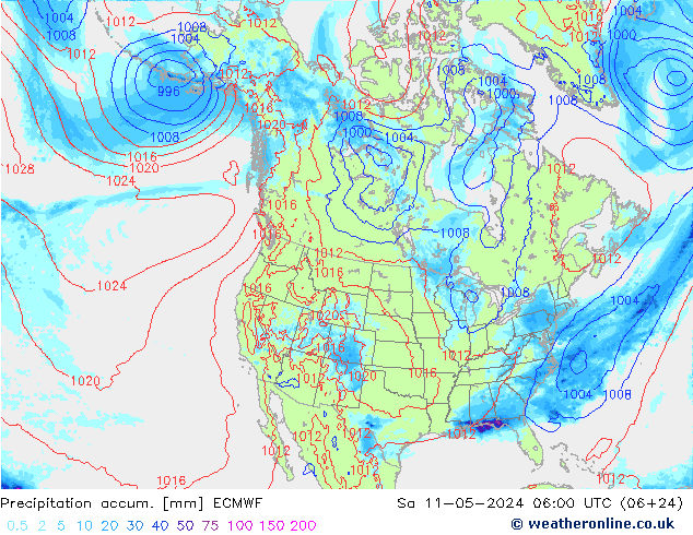 Precipitación acum. ECMWF sáb 11.05.2024 06 UTC