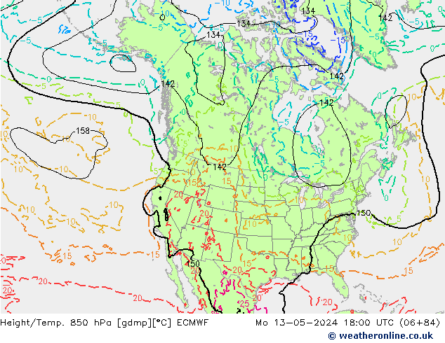 Z500/Rain (+SLP)/Z850 ECMWF Mo 13.05.2024 18 UTC