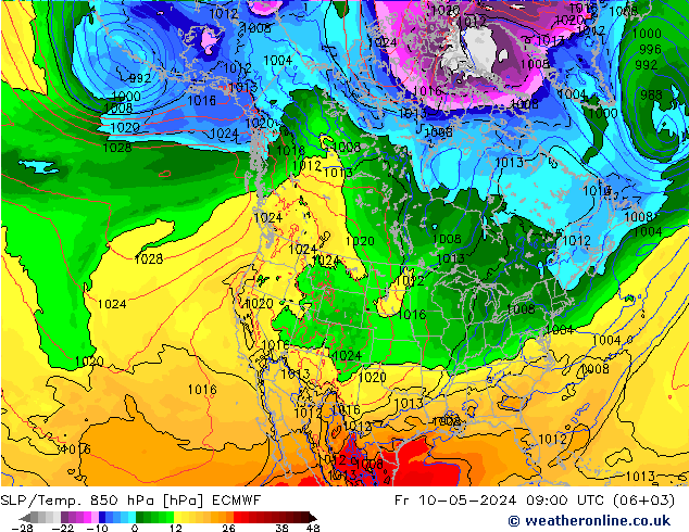 SLP/Temp. 850 hPa ECMWF 星期五 10.05.2024 09 UTC