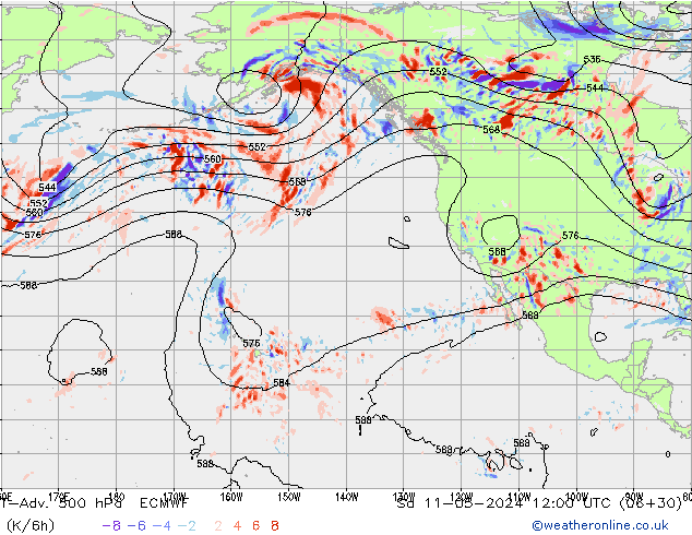 T-Adv. 500 hPa ECMWF Sa 11.05.2024 12 UTC